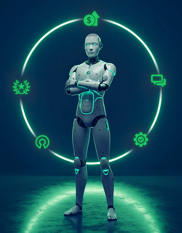 Robot que representa automatización y eficiencia en proyectos Cloud y DevOps