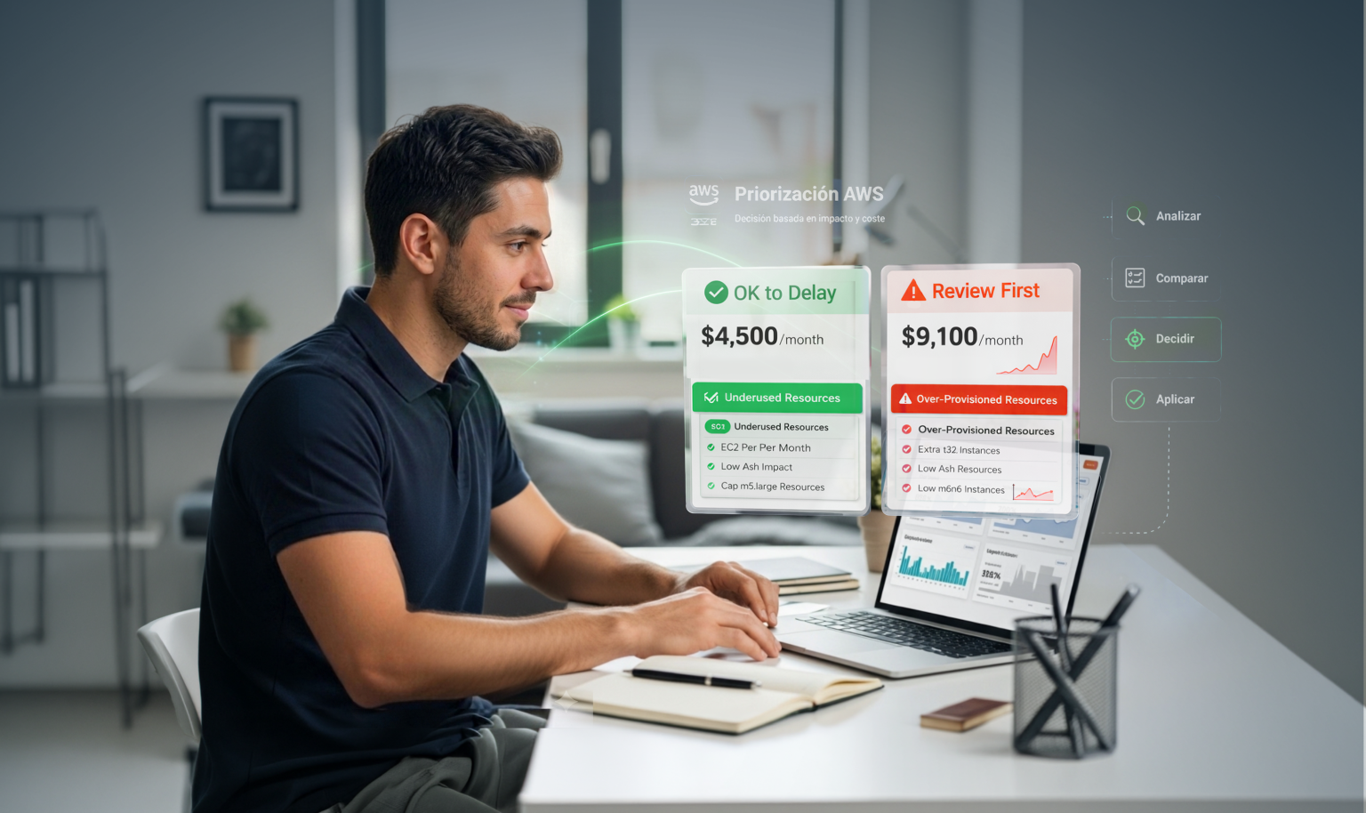Análisis técnico para priorizar oportunidades de optimización en AWS