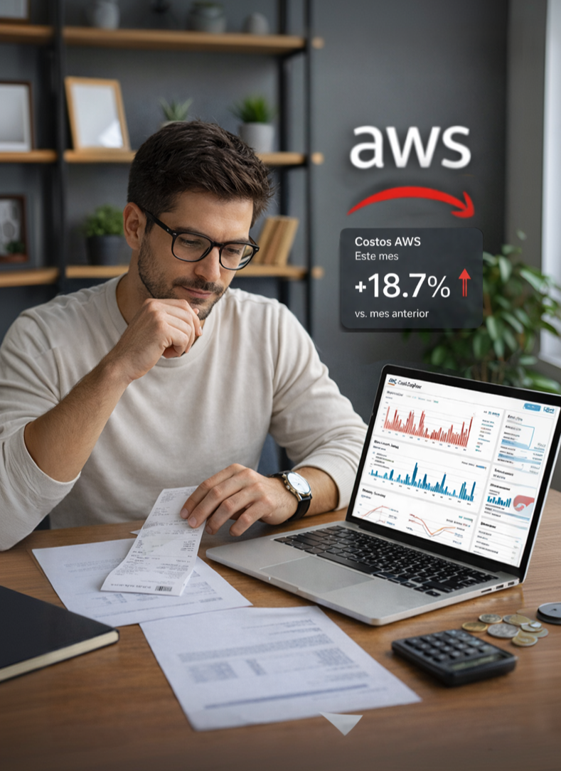 Cliente revisando una factura AWS con posibles sobrecostos en su entorno cloud